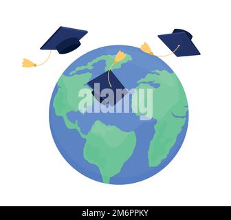 Graduation abroad flat concept vector illustration Stock Vector