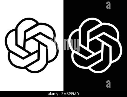 ChatGPT logo icon vector in eps 8 format. ChatGPT black logo and white logo on black background.  chatgpt is openai articfical chat bot system. Stock Vector