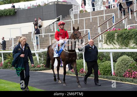 Ascot, Berkshire, UK. 30th September, 2022. Horse Temporize ridden by jockey Andrea Atzeni came 4th in the LondonMetric Handicap Stakes at Ascot Racecourse. Credit: Maureen McLean/Alamy Stock Photo