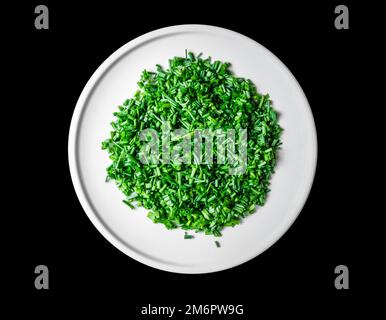 Fresh cut chives on a plate Stock Photo