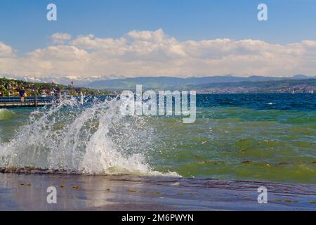 Storm on Lake Zurich, Swizerland Stock Photo