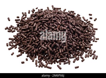 Chocolate sprinkles pile isolated on white background Stock Photo