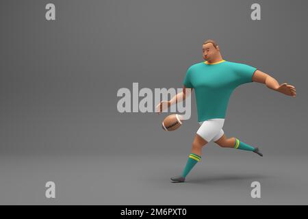 3d rendering Rugby players fight for the ball on professional rugby Stock Photo