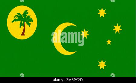 Flag of the Cocos Islands. Australian Outer Territory. National flag of Cocos islands. Territory o Stock Photo