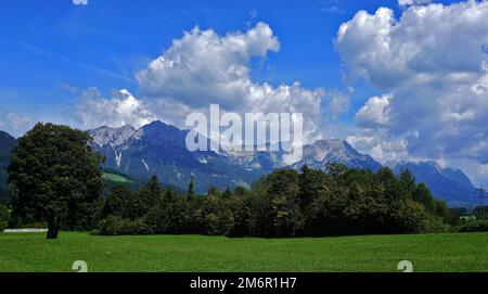 Wilder Kaiser; Austria; Tyrol; view of the Scheffauer, Sonneck, Treffauer and Tuxeck; Stock Photo