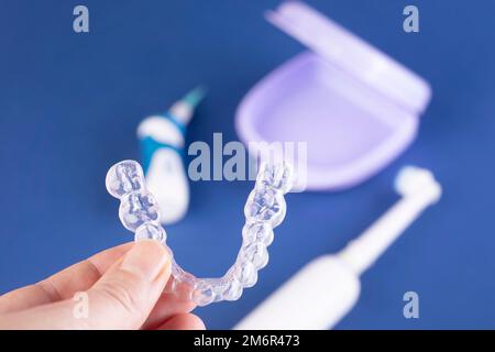 orthodontic treatment, invisible braces, new orthodontic technology, Occlusal Splint Stock Photo