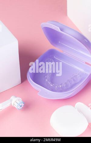 orthodontic treatment, invisible braces, new orthodontic technology, Occlusal Splint Stock Photo