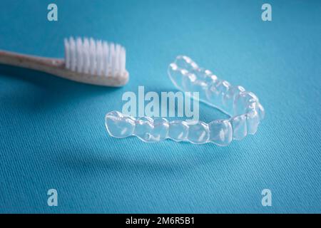 orthodontic treatment, invisible braces, new orthodontic technology, Occlusal Splint Stock Photo