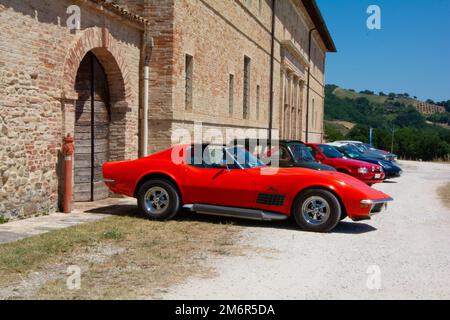 Rally of classic cars Chevrolet Corvette Mako Shark in Pesaro Stock Photo