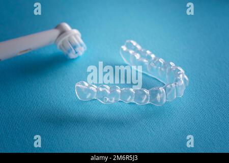 orthodontic treatment, invisible braces, new orthodontic technology, Occlusal Splint Stock Photo