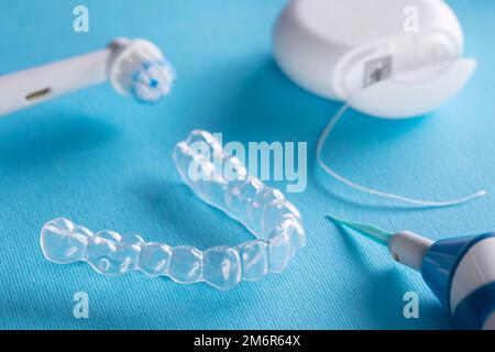 orthodontic treatment, invisible braces, new orthodontic technology, Occlusal Splint Stock Photo