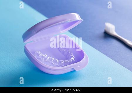 orthodontic treatment, invisible braces, new orthodontic technology, Occlusal Splint Stock Photo