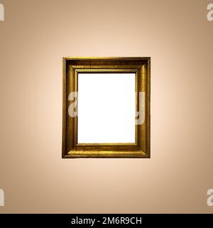 Antique art fair gallery frame on beige wall at auction house or museum exhibition, blank template with empty white copyspace fo Stock Photo