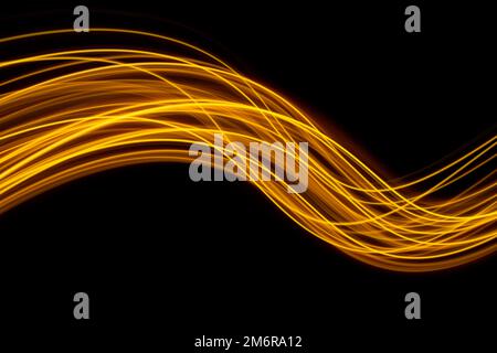 Abstract technology banner design. Digital neon lines on black background. Stock Photo