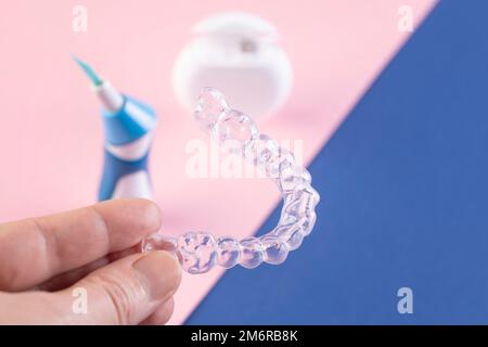 orthodontic treatment, invisible braces, new orthodontic technology, Occlusal Splint Stock Photo