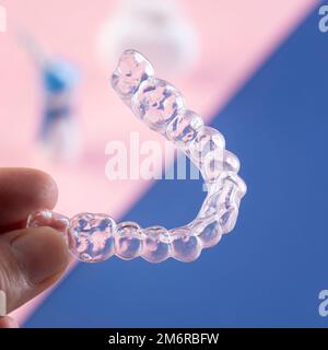 orthodontic treatment, invisible braces, new orthodontic technology, Occlusal Splint Stock Photo