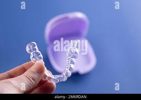 orthodontic treatment, invisible braces, new orthodontic technology, Occlusal Splint Stock Photo