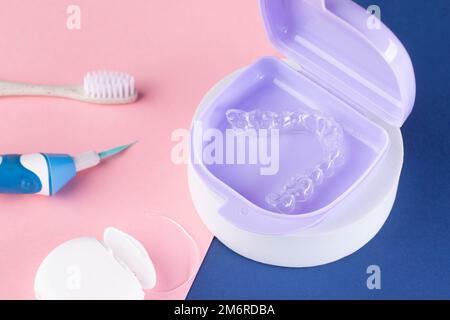 orthodontic treatment, invisible braces, new orthodontic technology, Occlusal Splint Stock Photo