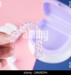 orthodontic treatment, invisible braces, new orthodontic technology, Occlusal Splint Stock Photo