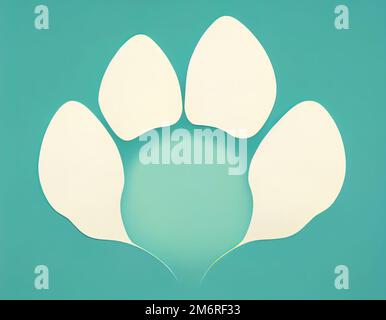 Four-fingered animal paw print. Four-finger animal paw print. Digital illustration based on render by neural network Stock Photo