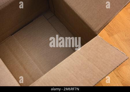 An empty cardboard box. Close up. Stock Photo