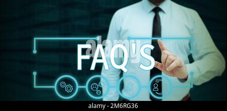 Inspiration showing sign Faq's. Business approach list of questions and answers relating to a particular subject Stock Photo