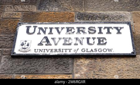 University Avenue in Glasgow street sign Stock Photo