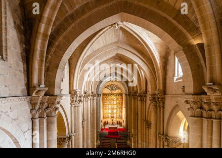 Salamanca, Spain - January 14, 2022: Cathedral of Salamanca. Interior view of the nave and the vaults Stock Photo