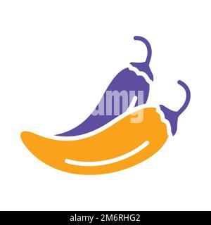 Two chili peppers isolated design vector glyph icon. Vegetable sign. Graph symbol for food and drinks web site, apps design, mobile apps and print med Stock Vector