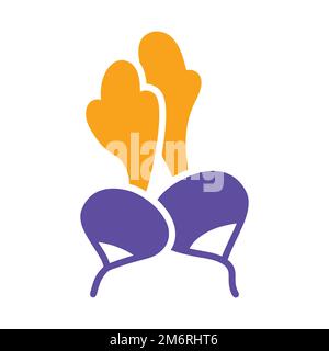 Radish isolated design vector glyph icon. Vegetable sign. Graph symbol for food and drinks web site, apps design, mobile apps and print media, logo, U Stock Vector
