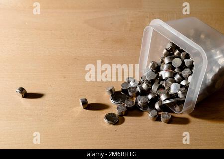 Batteries for recycling. Hearing aid and assorted button cells Stock Photo
