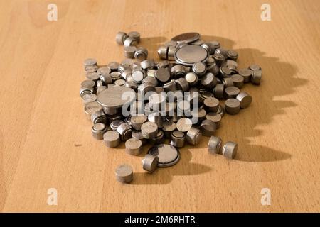 Batteries for recycling. Hearing aid and assorted button cells Stock Photo