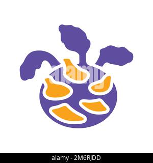 Kohlrabi or German Turnip isolated vector glyph icon. Vegetable sign. Graph symbol for food and drinks web site, apps design, mobile apps and print me Stock Vector