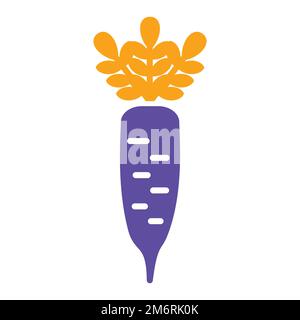Japanese daikon radish with leaf isolated vector glyph icon. Vegetable sign. Graph symbol for food and drinks web site, apps design, mobile apps and p Stock Vector