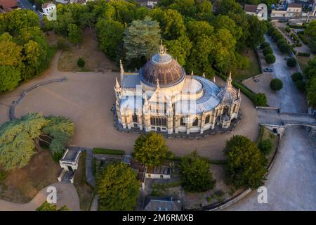 Aerial view Chapelle royale de Dreux, also Chapelle Royale Saint-Louis, neo-Gothic historicist style tomb of the d'Orleans family, Dreux Stock Photo