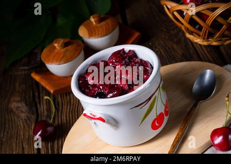 Classic homemade cherry jam Stock Photo