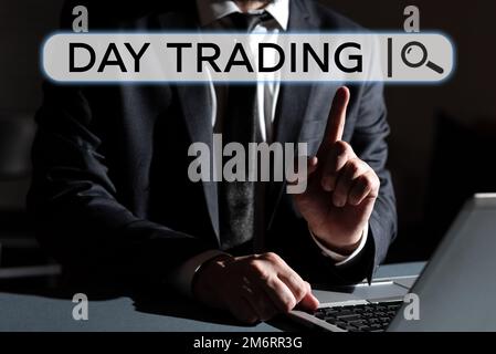Writing displaying text Day Trading. Business showcase securities specifically buying and selling financial instruments Stock Photo