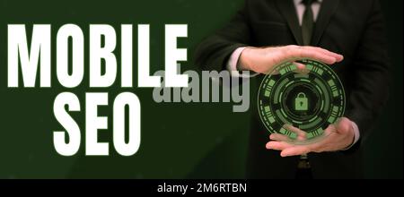 Handwriting text Mobile Seo. Business approach process of optimizing a website to rank for mobile searches Stock Photo