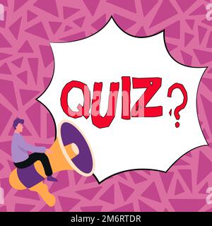 Sign displaying Quiz. Business idea Short Tests Evaluation Examination to quantify your knowledge Stock Photo