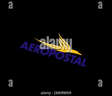 Aeropostal Alas de Venezuela, rotated logo, black background B Stock Photo