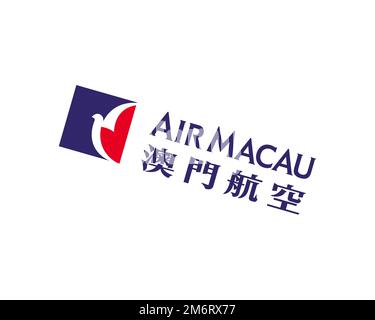 Air Macau, Rotated Logo, White Background B Stock Photo