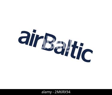 AirBaltic, rotated logo, white background B Stock Photo