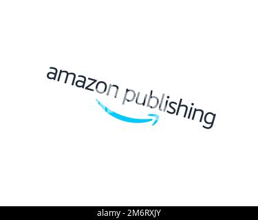 Amazon Publishing, Rotated Logo, White Background B Stock Photo