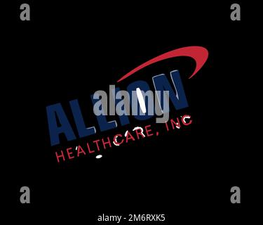 Allion Healthcare, rotated logo, black background Stock Photo