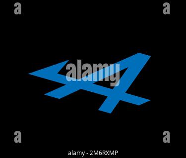 Alpine automobile, rotated logo, black background Stock Photo - Alamy