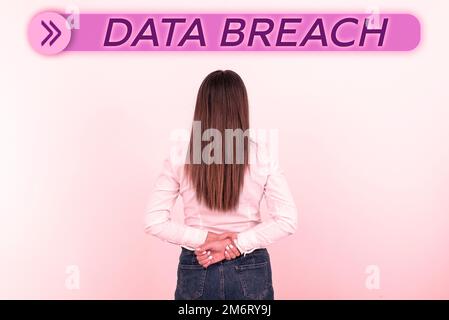 Handwriting text Data Breach. Business showcase security incident where sensitive protected information copied Stock Photo