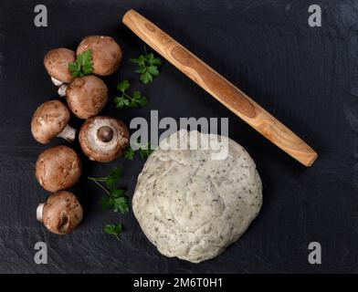 Champignon Mushrooms Making Raw Food Pattern Background Stock Photo - Alamy