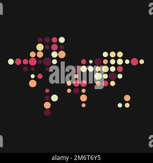 World Map Silhouette Pixelated generative pattern illustration Stock Vector