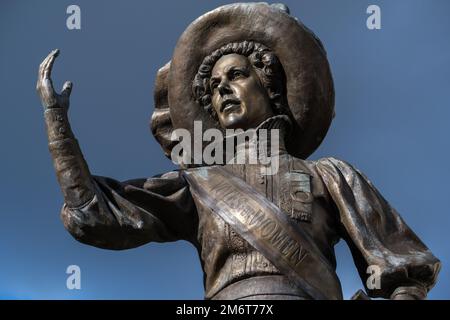 A statue of suffragette Alice Hawkins is located in Market Square, Leicester, United Kingdom a a place where she delivered many of her speeches.  The Stock Photo