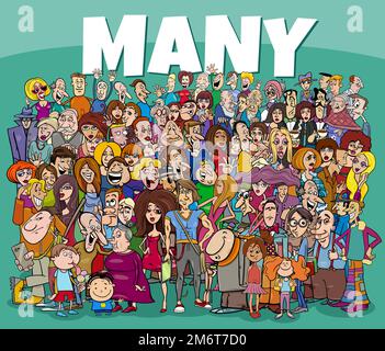 Many cartoon people comic characters group Stock Photo